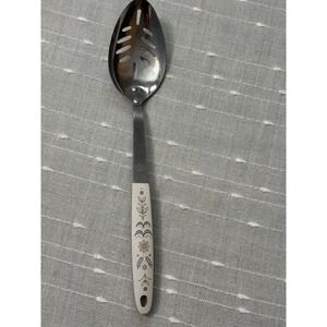Vintage Flint Stainless Steel Slotted Spoon with Wheat Design Handle, 12" USA